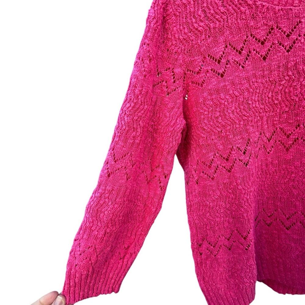 Jones New York Sport Pink Open Knit Sweater XL Cotton Lightweight - Picture 4 of 6